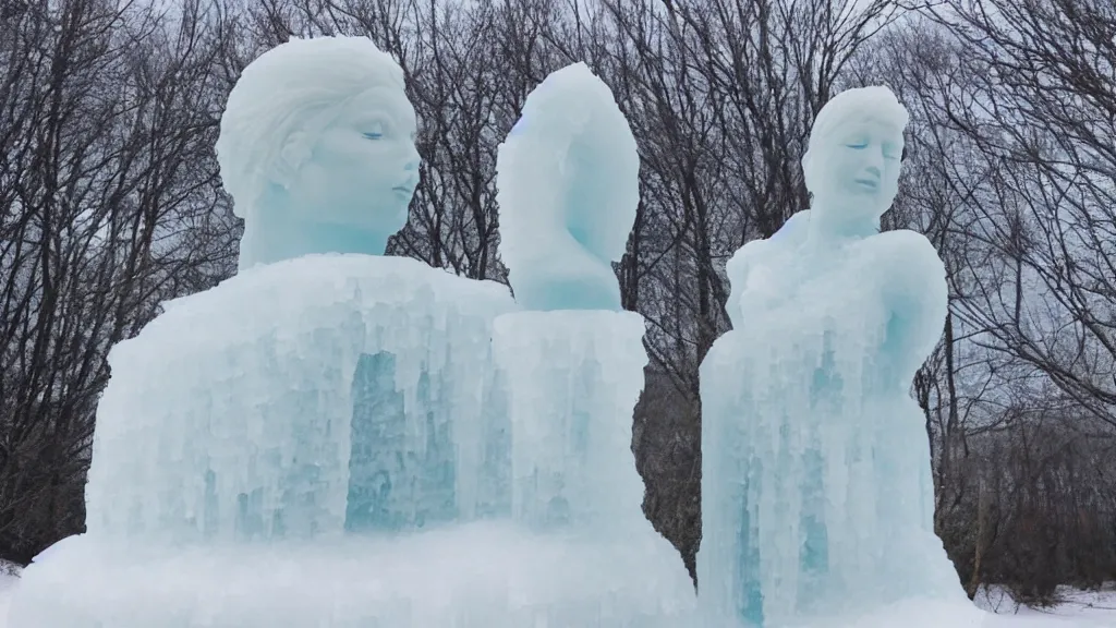 Prompt: an Ice Statue of a beautiful woman