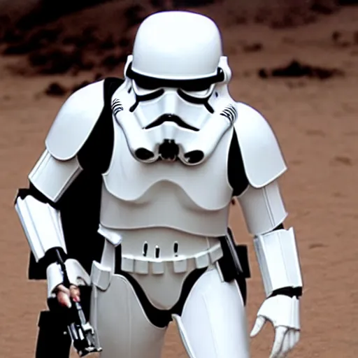 Image similar to christina ricci as a stormtrooper, taking her helmet off