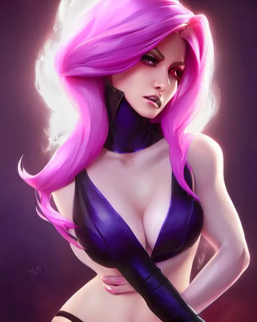 Image similar to portrait Evelynn character league-of-legends game flamed hair sharp fine-face, pretty face, realistic shaded Perfect face, fine details. Anime. Evelynn league-of-legends game realistic shaded lighting by artgerm, rutkowski Jeremy Lipkin and Giuseppe Dangelico Pino and Michael Garmash and Rob Rey