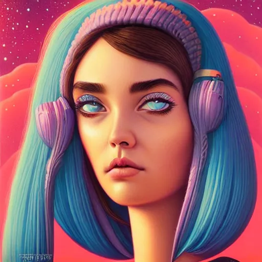 Prompt: Lofi portrait Pixar of comis girl galaxie style by Tristan Eaton Stanley Artgerm and Tom Bagshaw