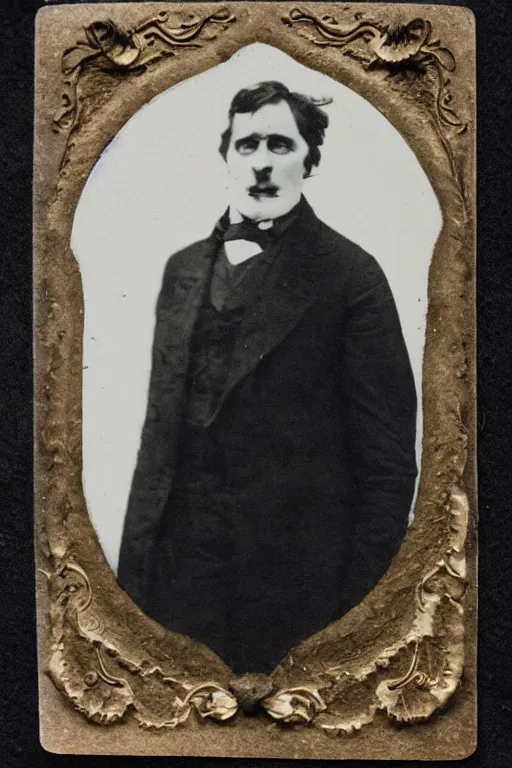 Image similar to cabinet card of creepy monster edwardian gentleman, scary, nightmare, horror