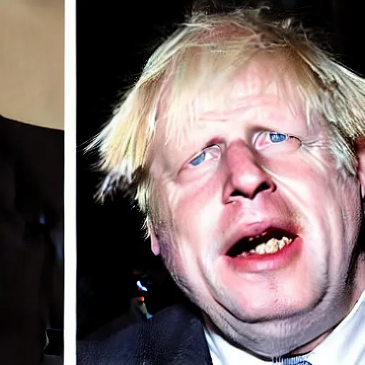 Image similar to boris Johnson all night party, hyper realistic, paparazzi photo, booze, drugs, party, late night,