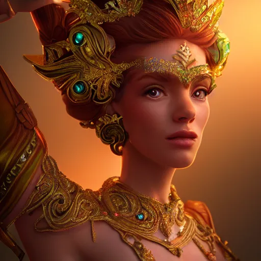 Image similar to wonderful princess of emerald with fair skin, ornate 8 k gorgeous intricate detailed, accent lighting, dramatic light, octane render