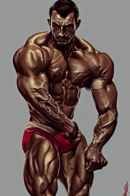 Image similar to gigachad luigi bodybuilder crouching by ilya kuvshinov, ernest khalimov body, super mario bros symmetrical face concept art, hyper realistic, intricate, elegent, highly detailed, digital painting, concept art, smooth, sharp, focus, illustration, art by artgerm and greg rutkowski and alphonse mucha, artstation