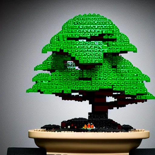 Prompt: LEGO bonsai, photo studio, professional photo, lighting, commercial photo, artstation trend, 8k