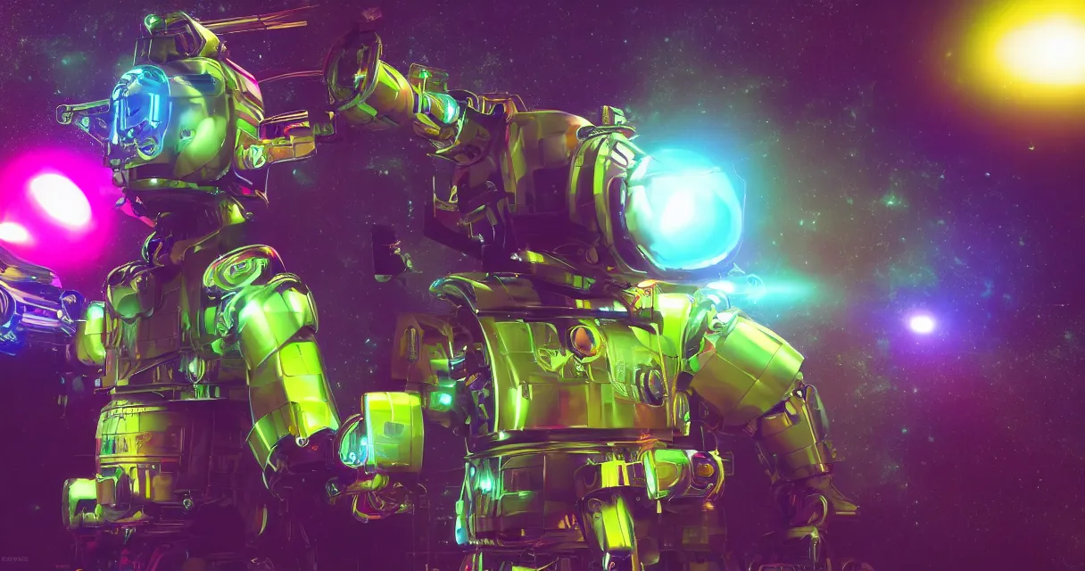 Image similar to vivid colors, spectrum, robot, drama, high quality, vray, cg, crazy, space