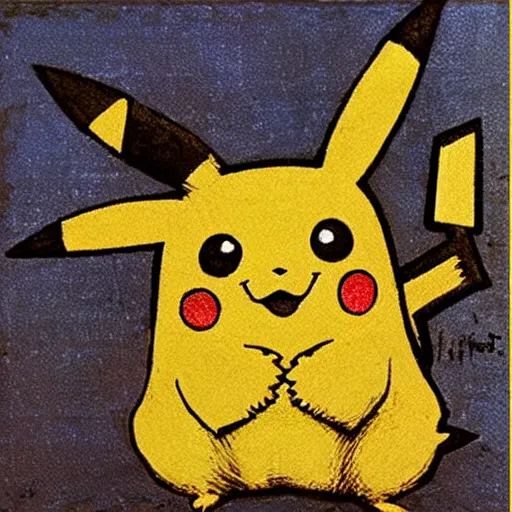 Prompt: pikachu painted by leonardo da vinci