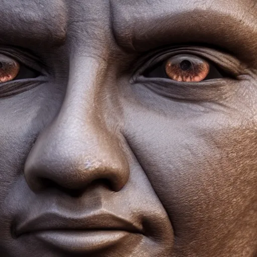 Image similar to close-up portrait of human sculpture made out of black ash, CGSociety, highly detailed, sharp, not blurry, photorealistic, 4k, 8k
