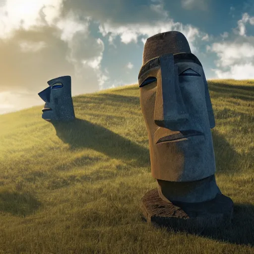 Prompt: worlds worst easter island statue with the face of Gru, nose of Gru, Gru of despicable me, soft lighting, crepuscular rays, realistic octane render, 8k, ultra detailed, concept art