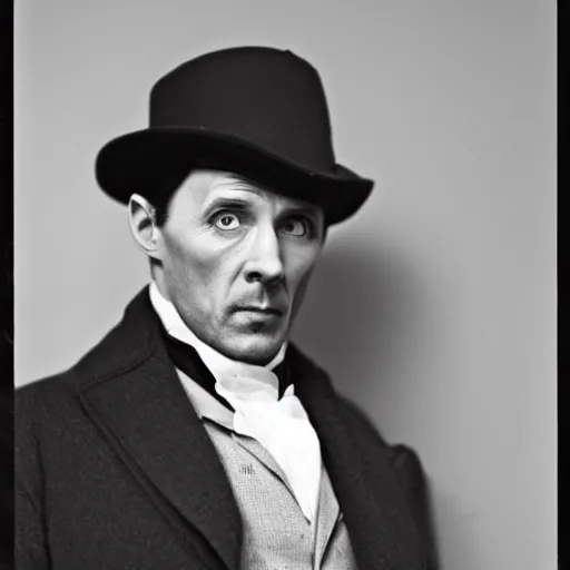 Prompt: sherlock holmes posing for a portrait