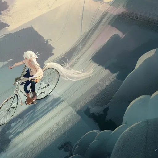 Image similar to vanishing point, white hair eva riding ready to fight, by victo ngai and makoto shinkai, partner, adiant light, minimalist, unreal engine 5, concept art ， highly rendered,, digital painting, artstation, concept art, smooth, sharp foccus, artstation hq