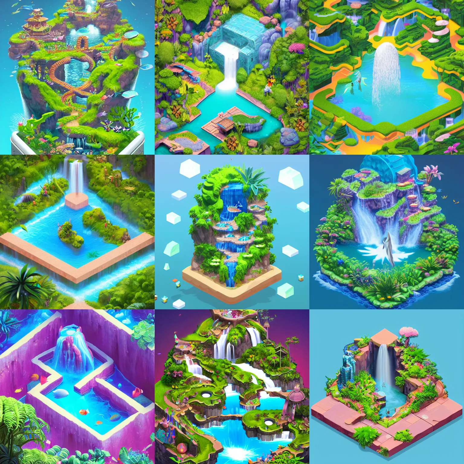 Isometric Webdesign Icon For Paradise Blossoming Stable Diffusion