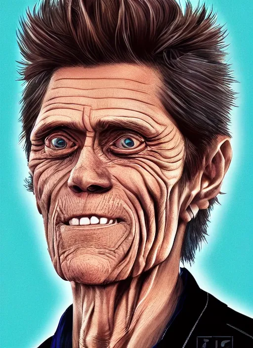 Image similar to willem dafoe portrait illustrated by rossdraws, digital artwork 4 k