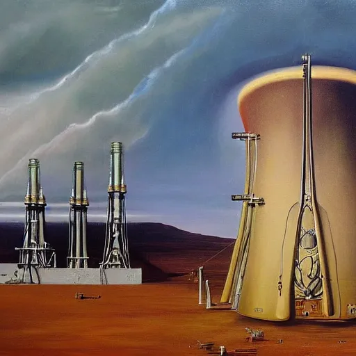 Prompt: A very detailed oil painting of a nuclear reactor by Slavador Dali