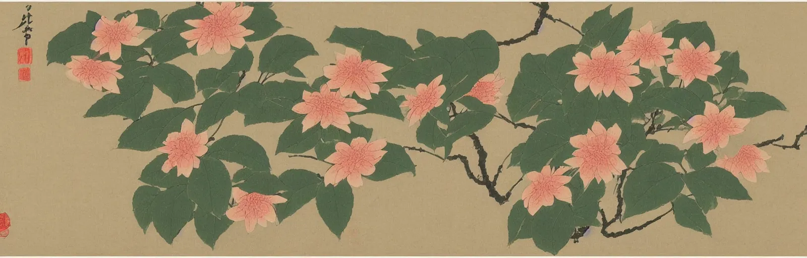 Image similar to japanese woodblock of flowers, by ohara koson