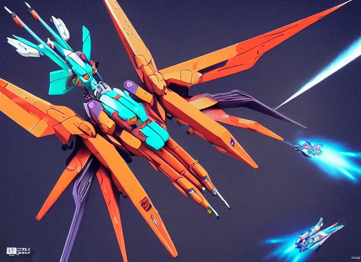 Image similar to isometric concept gundam macross evangelion, detailed hatching, diagram specifications notations, by alex pardee, 3 d cg, octane rendered, futuristic, 2 k aesthetic, 4 k, highly saturated colors