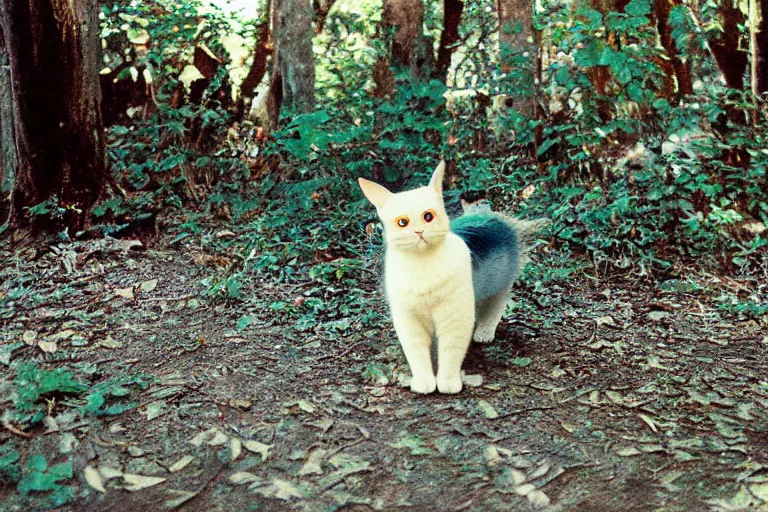 Prompt: a photo of meowth as a real creature in the real world, kodak ektachrome e 1 0 0 photography