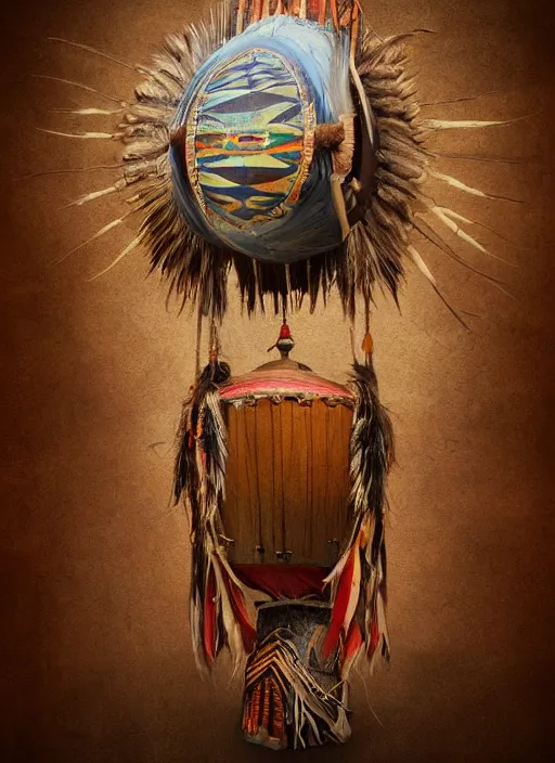 Image similar to indigenous shamanic drum, fantasy art, matte painting