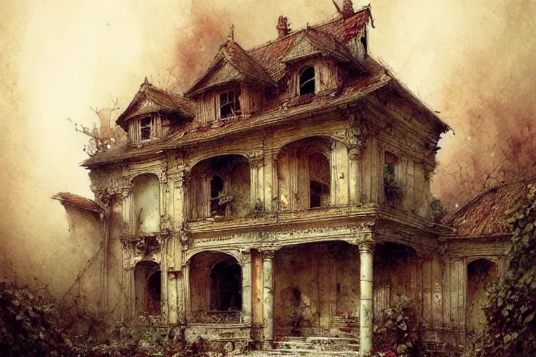 Image similar to (((((a ramshackle palace))))) by Jean-Baptiste Monge!!!!!!!!!!!!!!!!!!!!!!!!!!!