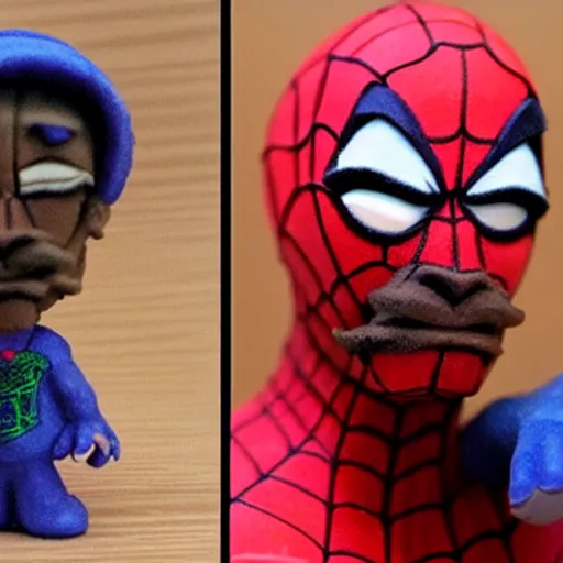 Prompt: 3 d printed collectible of snoop dog as spider man