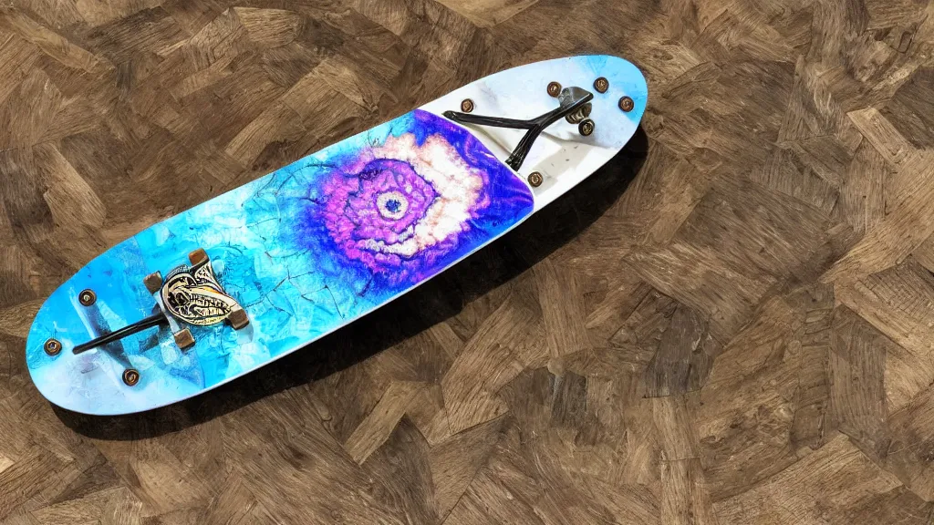 Image similar to skateboard with a geode decal