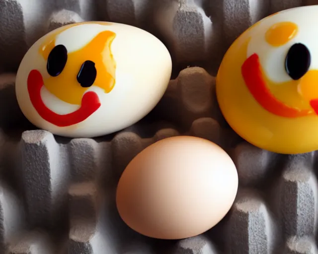 Image similar to eggs with happy faces on them. they are happy to be smoking. cracked