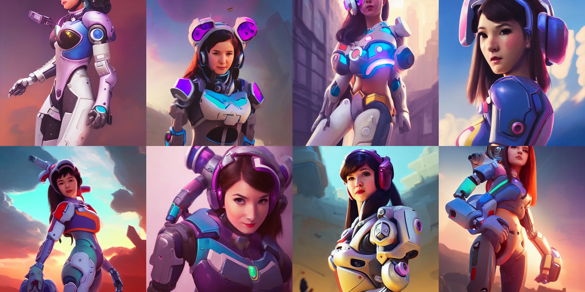 Prompt: photographic portrait of d. va from overwatch cosplay chrome pixar cyborg, alena aenami and lilia alvarado, shinji aramaki, greg rutkowski and boris vallejo and frank frazetta, 3 5 mm