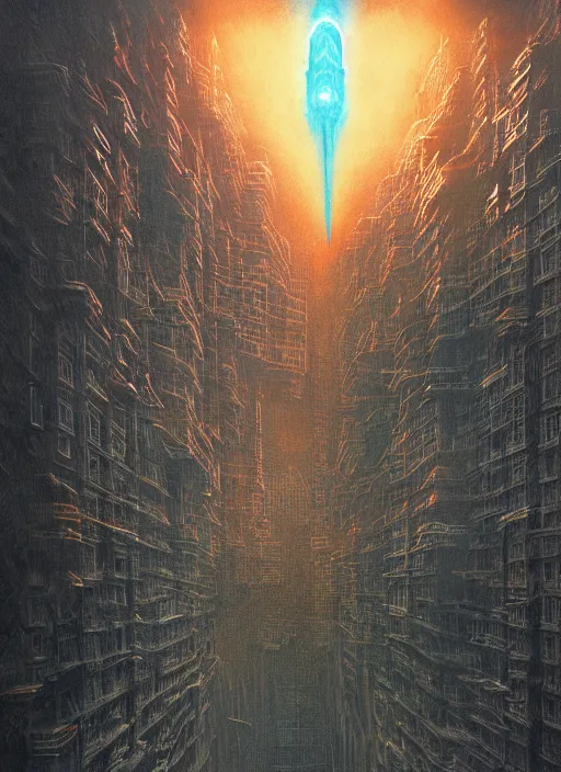 Image similar to octopus robot destroying manhattan, dramatic lighting, 4k, digital art, inspired by beksinski, lovecraft