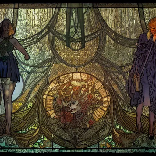 Prompt: a stained glass picture of disco elysium, disco elysium video game, intricate, elegant, highly detailed, 4 k, digital painting, artstation, concept art, sharp focus, volumetric lighting, octrane render, art by rebecca guay and by arthur rackham and by alphonse mucha and by john william waterhouse