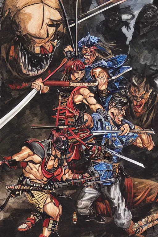 Image similar to samurai duel by mark zug, simon bisley and Daryl Mandryk