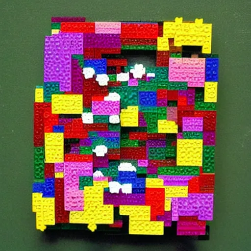 Image similar to a floral arrangement made of legos
