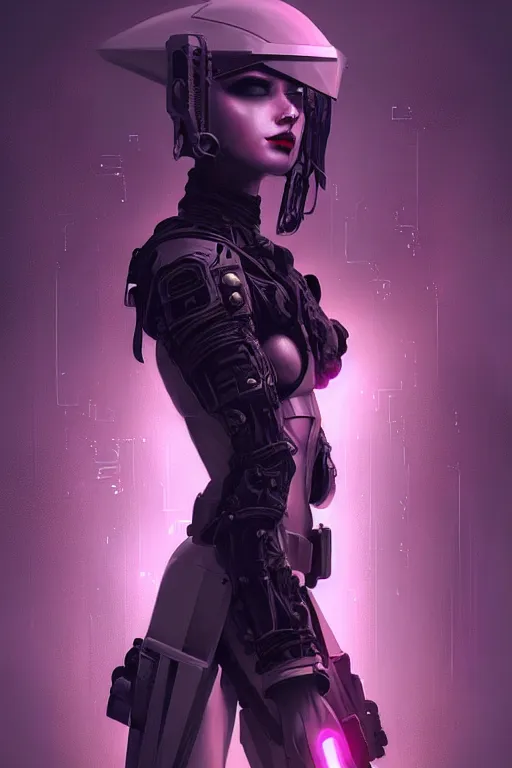 Prompt: portrait futuristic beautiful and stunning and gothic female army navy, at inside of a future submarine, ssci-fi, fantasy, intricate, very very beautiful, elegant, neon light, highly detailed, digital painting, artstation, concept art, soft light, hdri, smooth, sharp focus, illustration, art by tian zi and craig mullins and WLOP and alphonse mucha