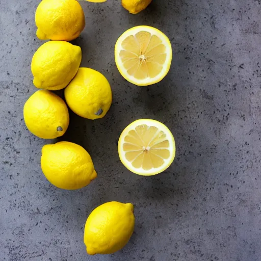 Prompt: a 3 by 3 array of lemon photos