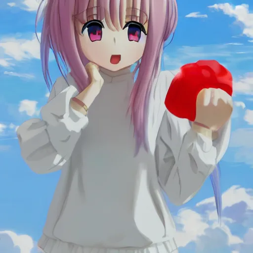 Prompt: A marshmallow anime girl, anime girl made out of marshmallow