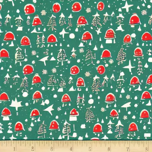 Image similar to a woodblock print christmas tree repeating pattern