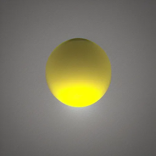 Image similar to 3 d octane render, glowing transparent yellow orb with white wings attached to it flying