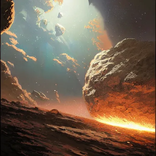 Image similar to an asteroid hitting earth by greg rutkowski