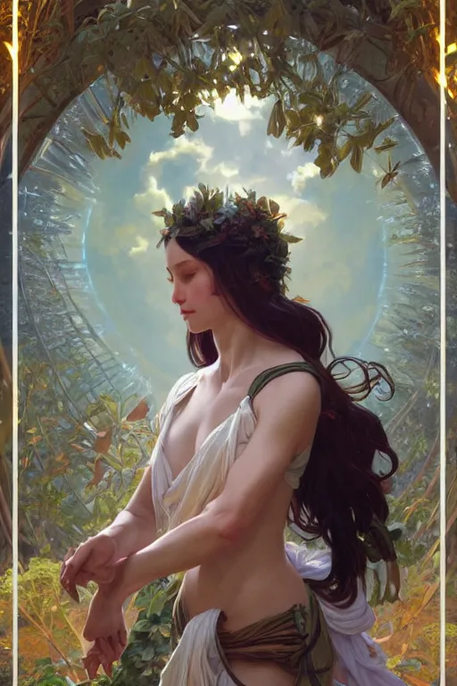 Image similar to goddess of nature, accurate anatomy, only two hands, highly detailed, digital painting, artstation, concept art, smooth, sharp focus, illustration, Unreal Engine 5, 8K, art by artgerm and greg rutkowski and Alphonse Mucha