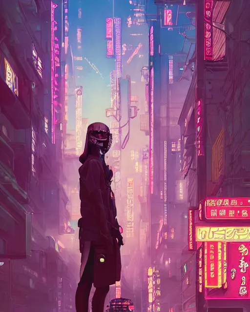 Image similar to cyberpunk neon tokyo in the style of studio ghibli, j. c. leyendecker, greg rutkowski, artem