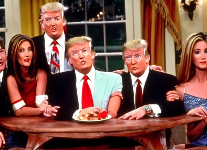 Image similar to film still of donald trump in the tv show friends