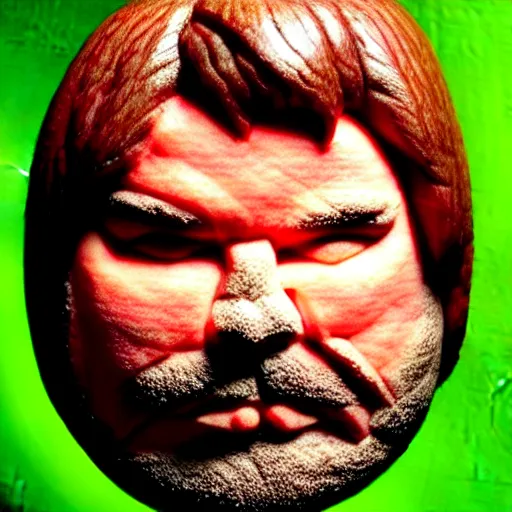 Image similar to matt berry with a watermelon carved like matt berry's face for a head, wide shot, photo realistic, realistic lighting, realistic shadows