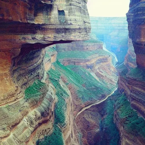 Image similar to a canyon that doesn't have a floor to it. dream like.