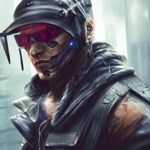 Image similar to mark frauenfelder as a cyberpunk warrior 4 k, hyper realistic, natural, highly detailed, digital illustration, trending in artstation, smooth, sharp focus art