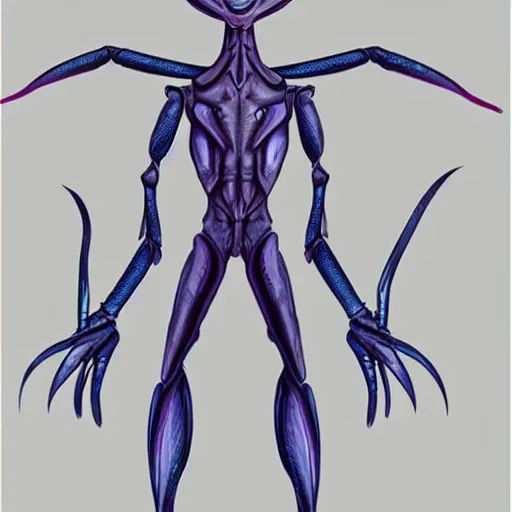 Image similar to a humanoid mantis alien creature, character design sheet, detailed concept art,