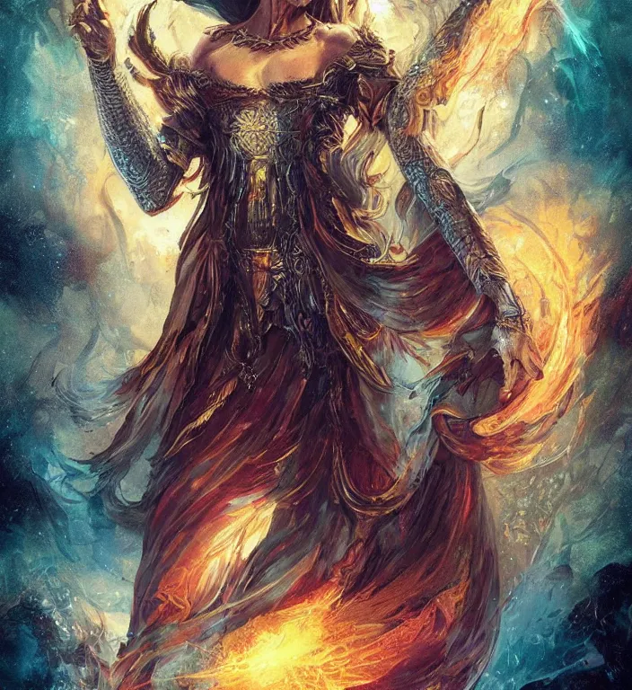 Image similar to a goddess, tarot card, dark souls colour scheme, coherent, kerem beyit, Karol Bak, featured on artstation, instagram HD