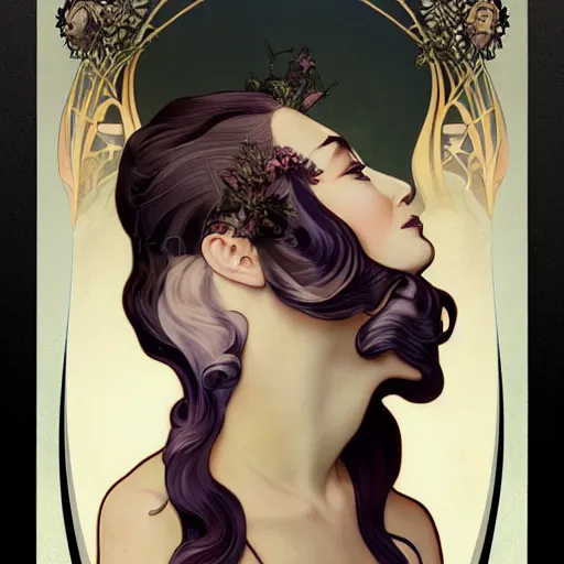 Image similar to an art nouveau, ( streamline moderne ) portrait in the style of anna dittmann and charlie bowater and alphonse mucha. very large, clear, expressive, and intelligent eyes. symmetrical, centered, ultrasharp focus, dramatic lighting, photorealistic digital matte painting, intricate ultra detailed background.