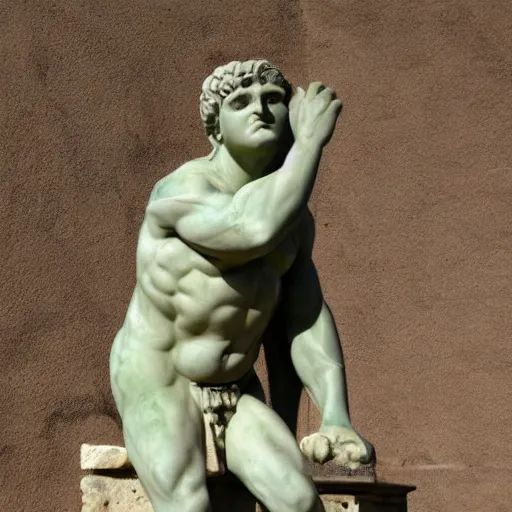 Image similar to greek statue of a buff frog