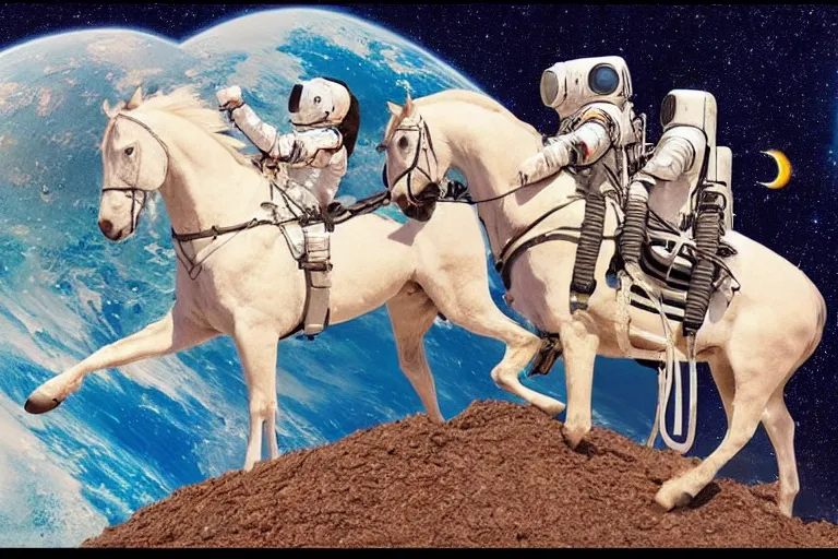 Image similar to horse on top of an astronaut, astronaut under the horse, arstation