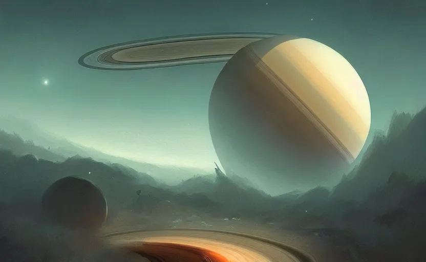 Image similar to A painting of Saturn trending on artstation in the style of Greg Rutkowski