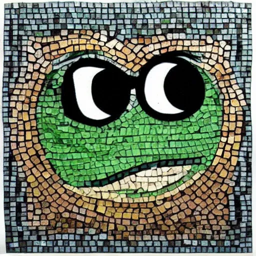 Image similar to pepe the frog church mosaic